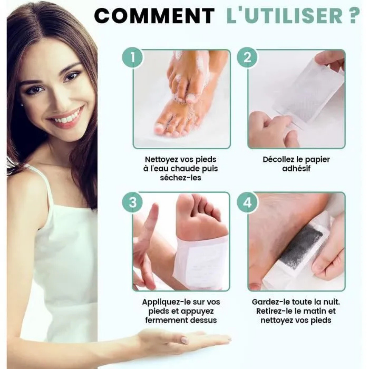 Patchs Détox Kinoki – Éliminez les toxines pendant votre sommeil 🌙 | Lot de 10